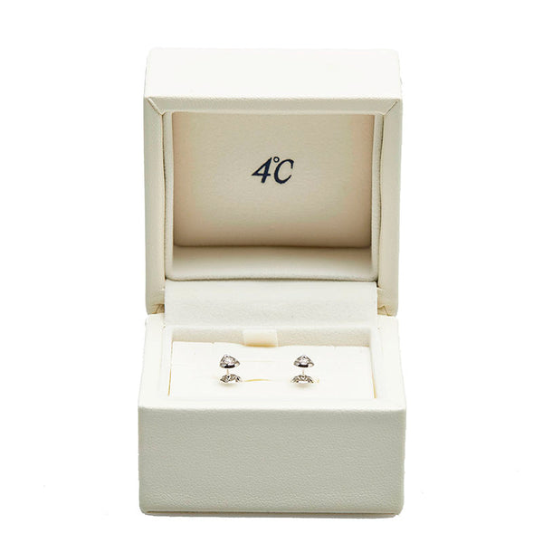 ヨンドシー K10WG ホワイトゴールド ダイヤ ピアス レディース 4℃ 【中古】