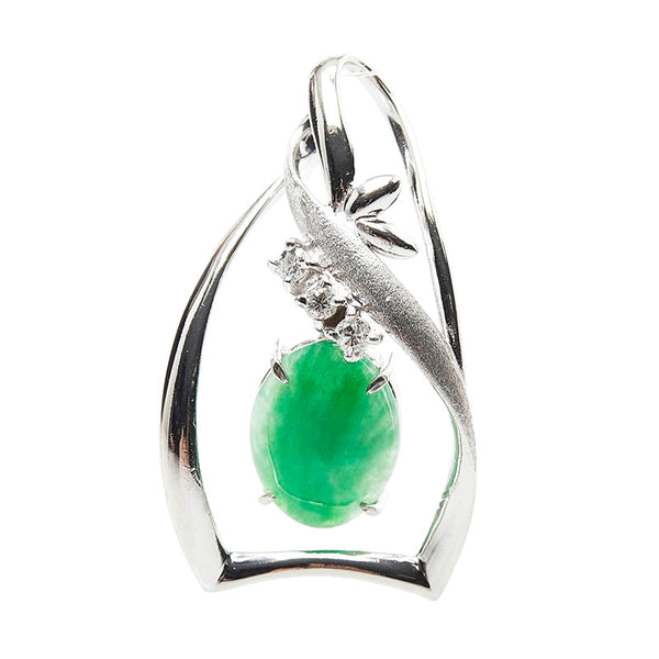 Pt900 プラチナ ひすい ダイヤ0.08ct ペンダントトップ レディース 【中古】