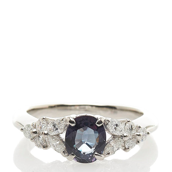 Pt900 プラチナ カラーチェンジガーネット1.195ct ダイヤ0.45ct リング 指輪 レディース 11.5号 【中古】
