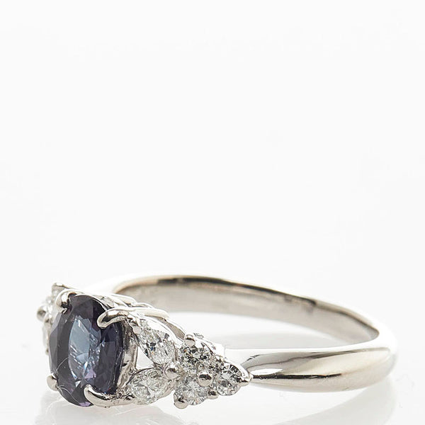 Pt900 プラチナ カラーチェンジガーネット1.195ct ダイヤ0.45ct リング 指輪 レディース 11.5号 【中古】