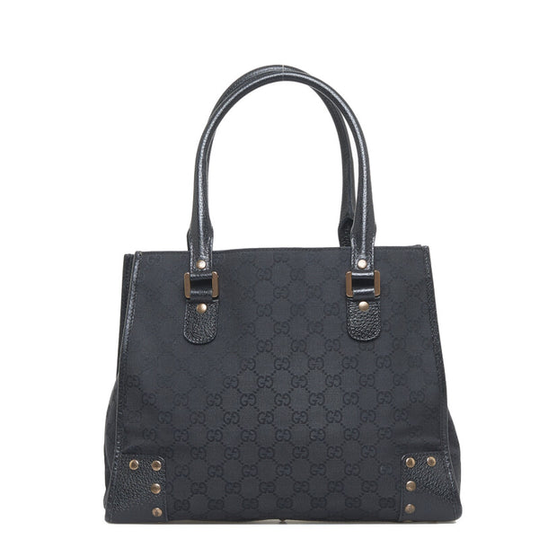 グッチ GGキャンバス ハンドバッグ 214397 ブラック キャンバス レザー レディース GUCCI 【中古】