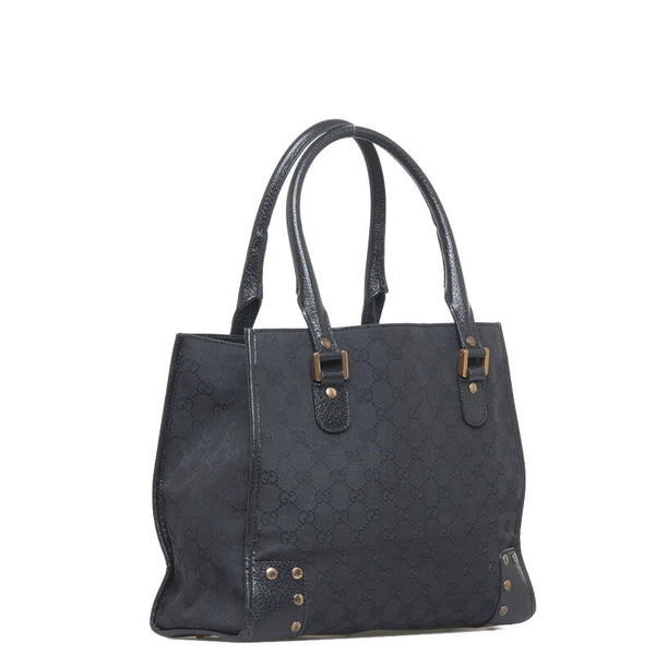 グッチ GGキャンバス ハンドバッグ 214397 ブラック キャンバス レザー レディース GUCCI 【中古】