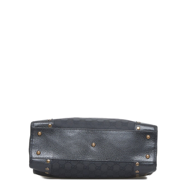 グッチ GGキャンバス ハンドバッグ 214397 ブラック キャンバス レザー レディース GUCCI 【中古】