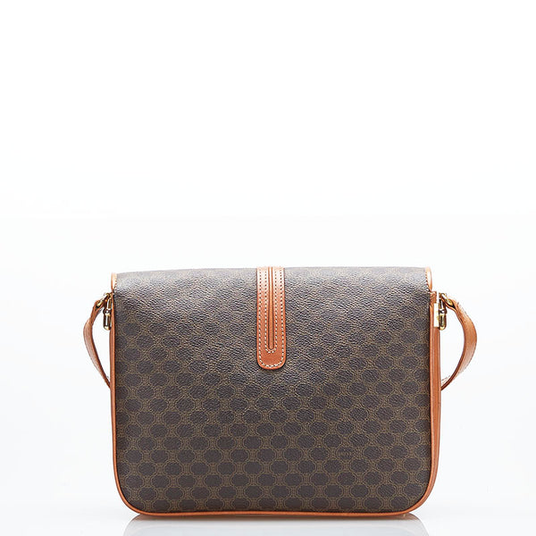 セリーヌ マカダム 斜め掛け ショルダーバッグ ブラウン PVC レザー レディース CELINE 【中古】