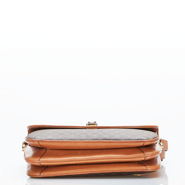 セリーヌ マカダム 斜め掛け ショルダーバッグ ブラウン PVC レザー レディース CELINE 【中古】