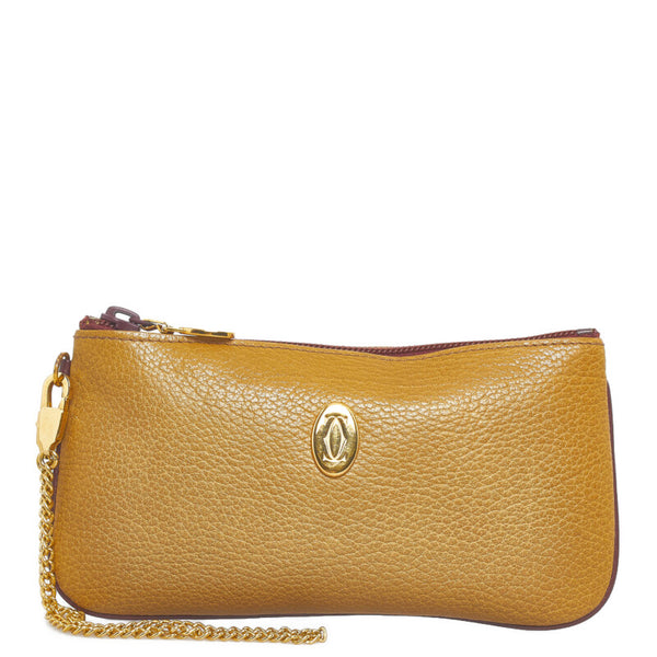 カルティエ ポーチ ブラウン レザー レディース CARTIER 【中古】