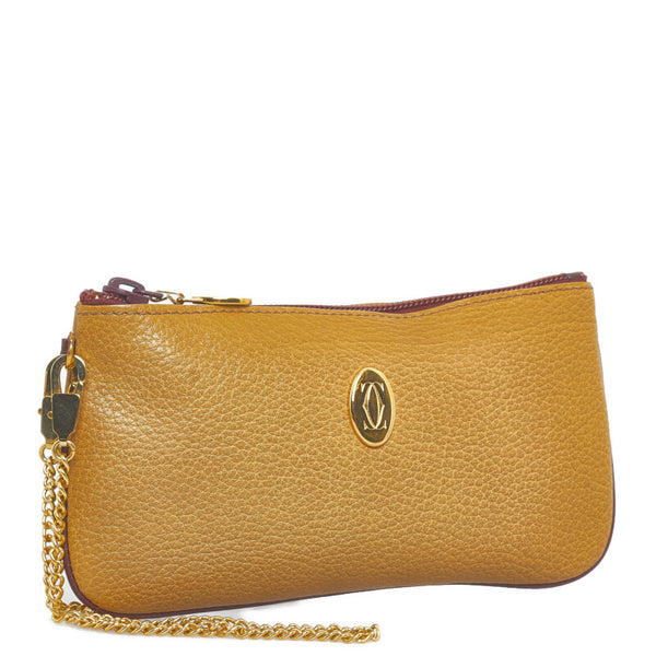 カルティエ ポーチ ブラウン レザー レディース CARTIER 【中古】