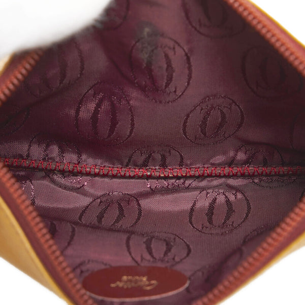 カルティエ ポーチ ブラウン レザー レディース CARTIER 【中古】