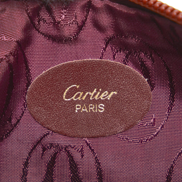 カルティエ ポーチ ブラウン レザー レディース CARTIER 【中古】