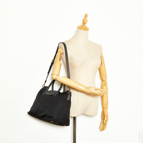 プラダ ハンドバッグ ショルダーバッグ 2WAY ネイビー ナイロン レザー レディース PRADA 【中古】