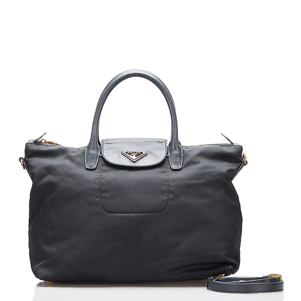プラダ ハンドバッグ ショルダーバッグ 2WAY ネイビー ナイロン レザー レディース PRADA 【中古】