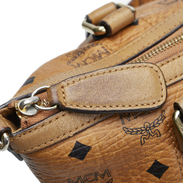 エム シー エム ヴィセトス ロゴグラム ハンドバッグ ショルダーバッグ 2WAY ブラウン PVC レザー レディース MCM 【中古】