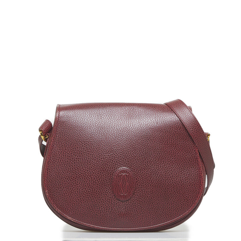 カルティエ マスト 斜め掛け ショルダーバッグ ボルドー レッド レザー レディース CARTIER 【中古】