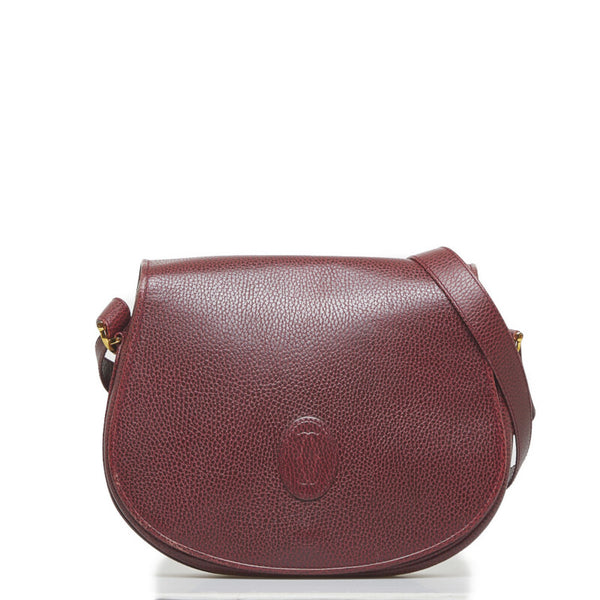 カルティエ マスト 斜め掛け ショルダーバッグ ボルドー レッド レザー レディース CARTIER 【中古】