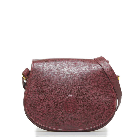 カルティエ マスト 斜め掛け ショルダーバッグ ボルドー レッド レザー レディース CARTIER 【中古】
