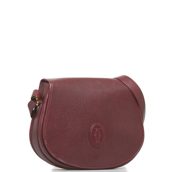 カルティエ マスト 斜め掛け ショルダーバッグ ボルドー レッド レザー レディース CARTIER 【中古】