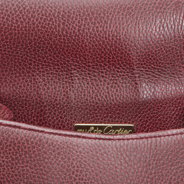 カルティエ マスト 斜め掛け ショルダーバッグ ボルドー レッド レザー レディース CARTIER 【中古】