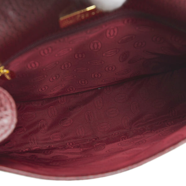 カルティエ マスト 斜め掛け ショルダーバッグ ボルドー レッド レザー レディース CARTIER 【中古】