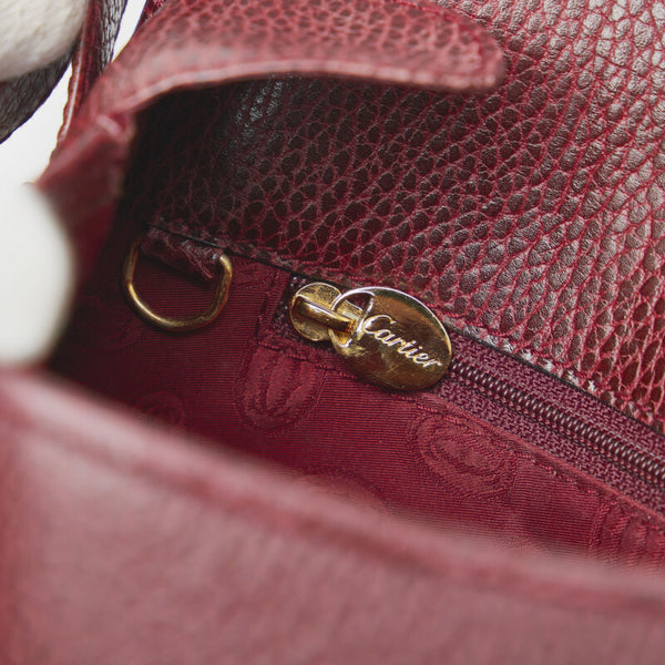 カルティエ マスト 斜め掛け ショルダーバッグ ボルドー レッド レザー レディース CARTIER 【中古】
