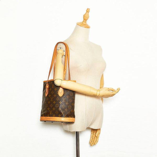 ルイ ヴィトン モノグラム バケットPM トートバッグ ショルダーバッグ M42238 ブラウン PVC レザー レディース LOUIS VUITTON 【中古】