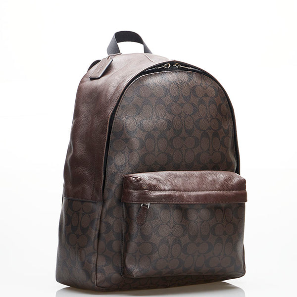 コーチ シグネチャー リュック バックパック F71973 ブラウン PVC レザー レディース COACH 【中古】