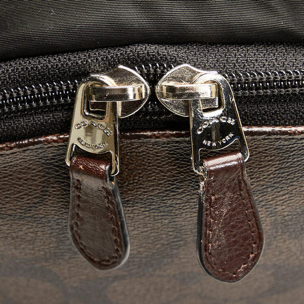 コーチ シグネチャー リュック バックパック F71973 ブラウン PVC レザー レディース COACH 【中古】