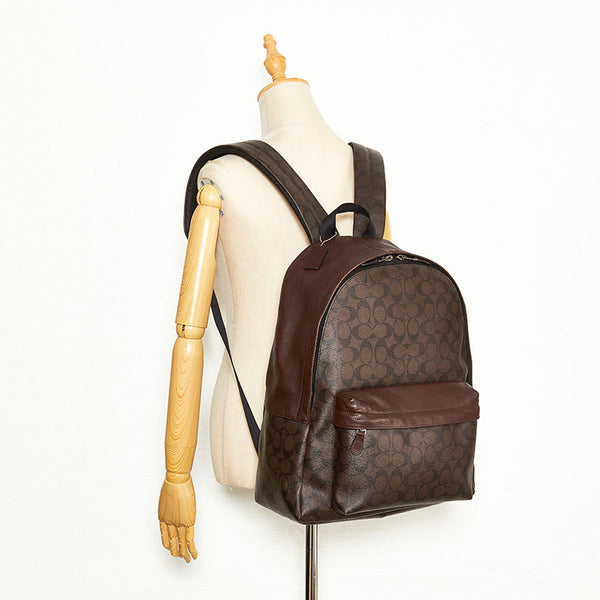 コーチ シグネチャー リュック バックパック F71973 ブラウン PVC レザー レディース COACH 【中古】