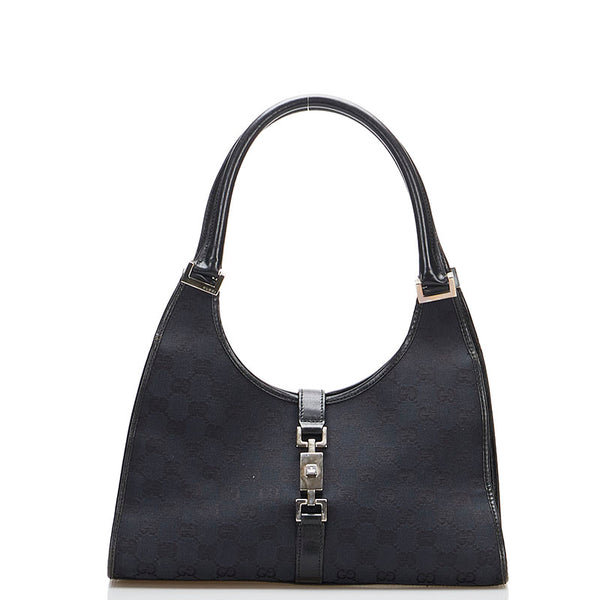 グッチ GGキャンバス ジャッキー ハンドバッグ ショルダーバッグ 002 1067 ブラック キャンバス レザー レディース GUCCI 【中古】