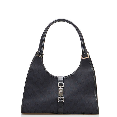 グッチ GGキャンバス ジャッキー ハンドバッグ ショルダーバッグ 002 1067 ブラック キャンバス レザー レディース GUCCI 【中古】