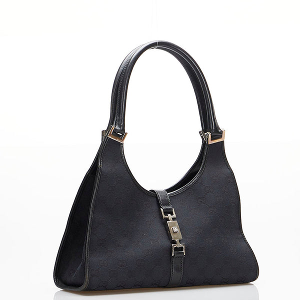 グッチ GGキャンバス ジャッキー ハンドバッグ ショルダーバッグ 002 1067 ブラック キャンバス レザー レディース GUCCI 【中古】