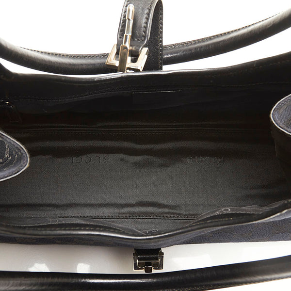 グッチ GGキャンバス ジャッキー ハンドバッグ ショルダーバッグ 002 1067 ブラック キャンバス レザー レディース GUCCI 【中古】