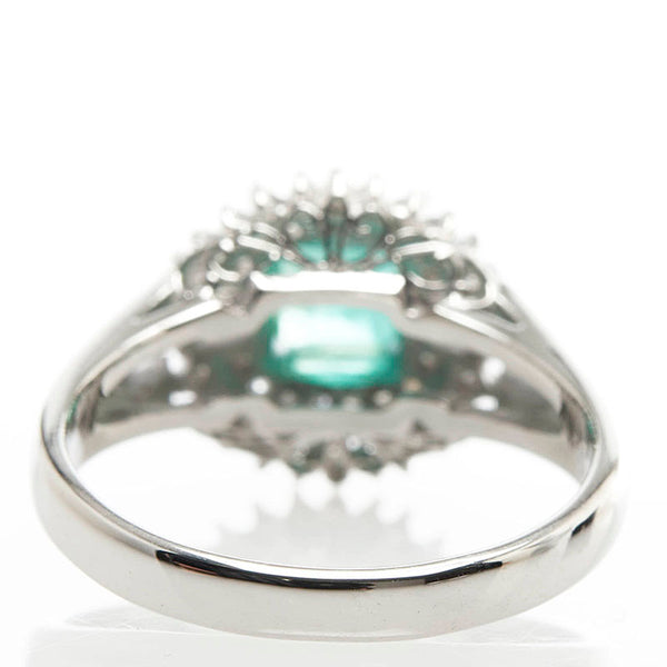 Pt900 プラチナ エメラルド0.82ct ダイヤ0.44ct リング 指輪 レディース 14号 【中古】
