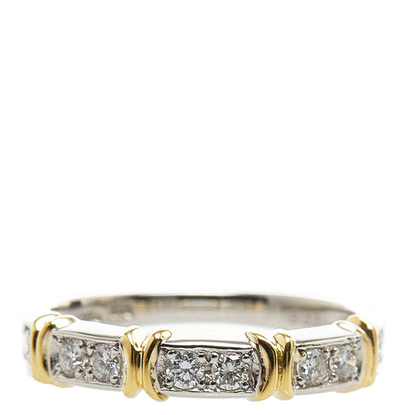 Pt900 プラチナ K18 ゴールド コンビ ダイヤ0.25ct リング 指輪 レディース 10号 【中古】