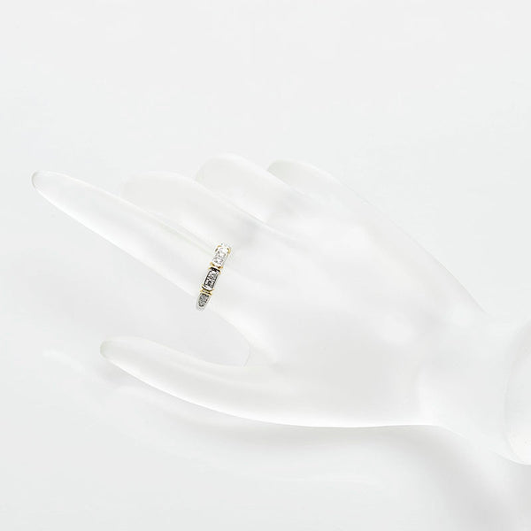 Pt900 プラチナ K18 ゴールド コンビ ダイヤ0.25ct リング 指輪 レディース 10号 【中古】