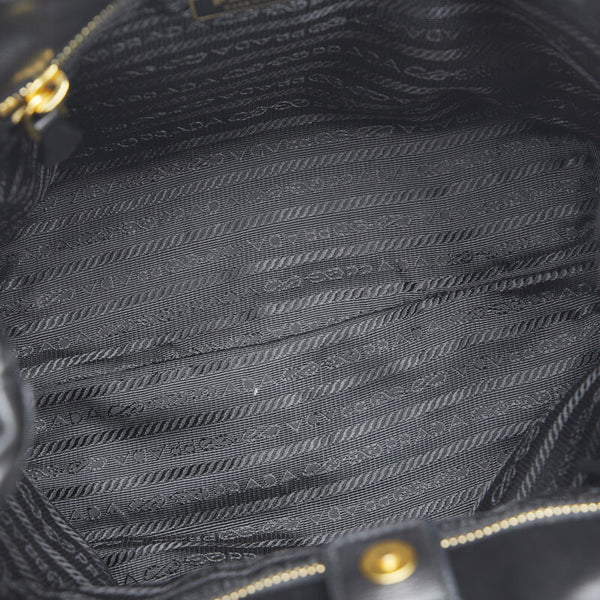 プラダ リボン ハンドバッグ ショルダーバッグ 2WAY BN1604 ブラック ピンク レザー レディース PRADA 【中古】