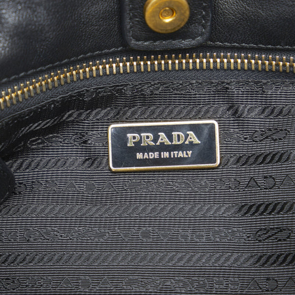 プラダ リボン ハンドバッグ ショルダーバッグ 2WAY BN1604 ブラック ピンク レザー レディース PRADA 【中古】