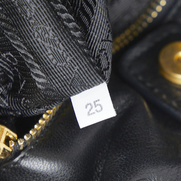 プラダ リボン ハンドバッグ ショルダーバッグ 2WAY BN1604 ブラック ピンク レザー レディース PRADA 【中古】