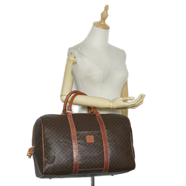 セリーヌ マカダム ボストンバッグ トラベルバッグ 旅行用バッグ MC98 2 ブラウン PVC レザー レディース CELINE 【中古】