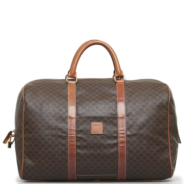 セリーヌ マカダム ボストンバッグ トラベルバッグ 旅行用バッグ MC98 2 ブラウン PVC レザー レディース CELINE 【中古】