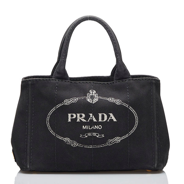 プラダ カナパ ハンドバッグ ショルダーバッグ 2WAY ブラック キャンバス レディース PRADA 【中古】