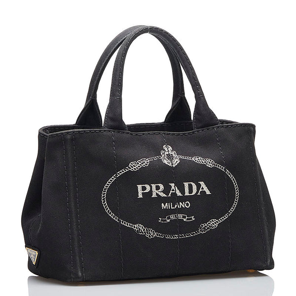 プラダ カナパ ハンドバッグ ショルダーバッグ 2WAY ブラック キャンバス レディース PRADA 【中古】