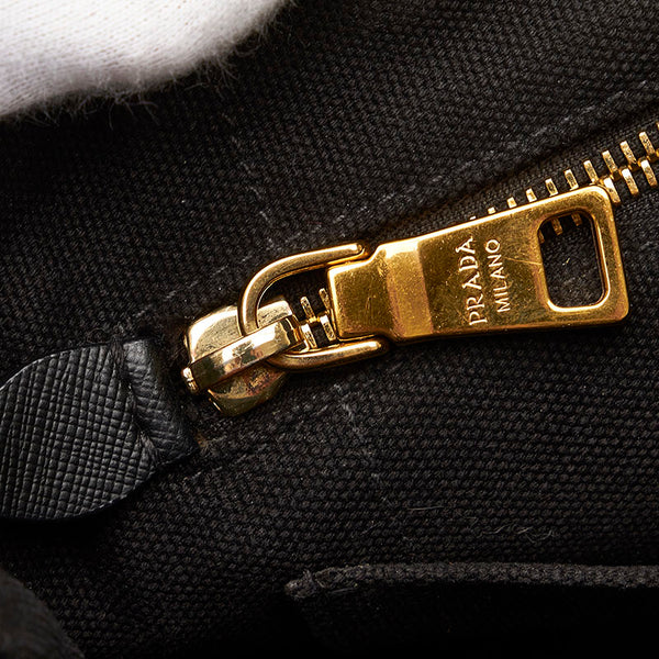 プラダ カナパ ハンドバッグ ショルダーバッグ 2WAY ブラック キャンバス レディース PRADA 【中古】