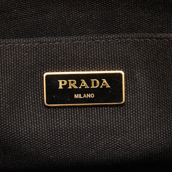プラダ カナパ ハンドバッグ ショルダーバッグ 2WAY ブラック キャンバス レディース PRADA 【中古】