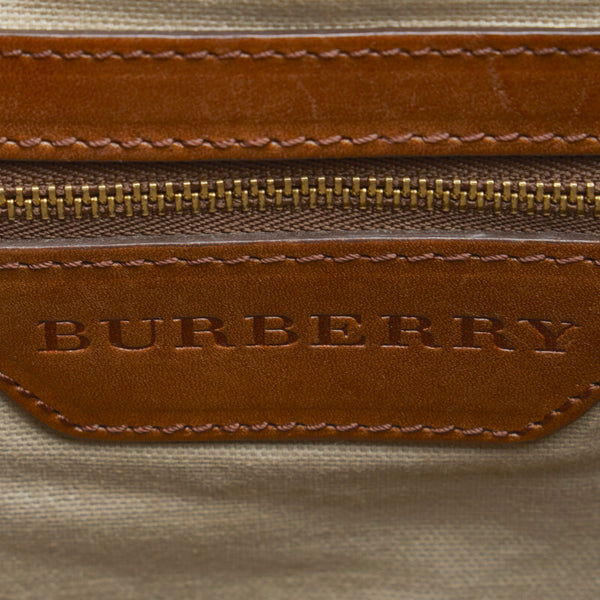 バーバリー チェック ハンドバッグ ショルダーバッグ 2WAY ベージュ ブラウン キャンバス レザー レディース BURBERRY 【中古】