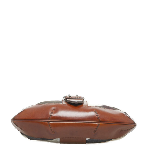 バーバリー チェック ハンドバッグ ショルダーバッグ 2WAY ベージュ ブラウン キャンバス レザー レディース BURBERRY 【中古】