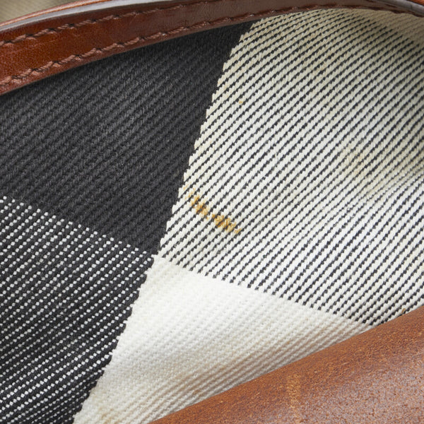 バーバリー チェック ハンドバッグ ショルダーバッグ 2WAY ベージュ ブラウン キャンバス レザー レディース BURBERRY 【中古】