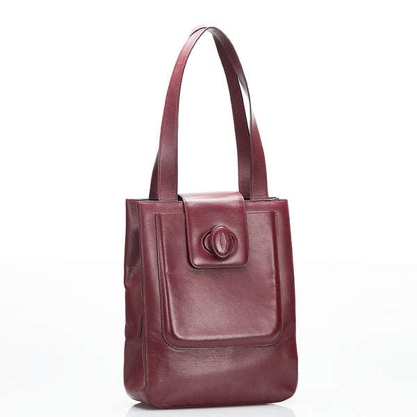 カルティエ マスト ショルダーバッグ ボルドー レザー レディース CARTIER 【中古】