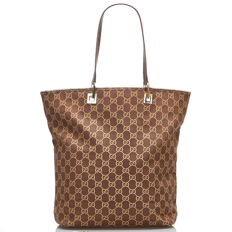グッチ GGキャンバス ハンドバッグ トートバッグ 3444 ブラウン キャンバス レザー レディース GUCCI 【中古】