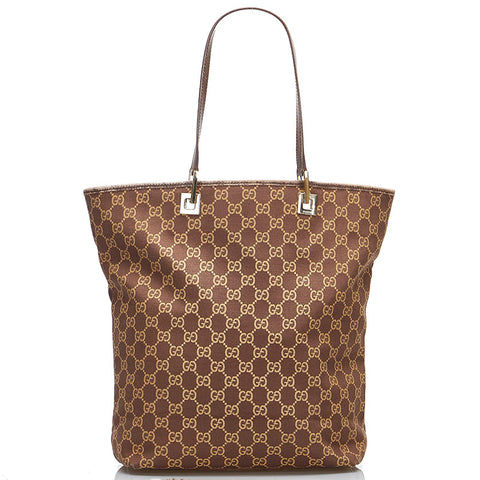 グッチ GGキャンバス ハンドバッグ トートバッグ 3444 ブラウン キャンバス レザー レディース GUCCI 【中古】