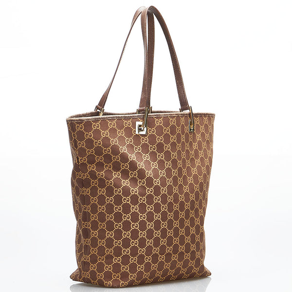 グッチ GGキャンバス ハンドバッグ トートバッグ 3444 ブラウン キャンバス レザー レディース GUCCI 【中古】